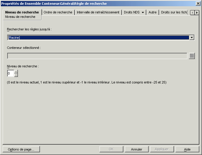 Page Niveau de recherche de la rgle de recherche.