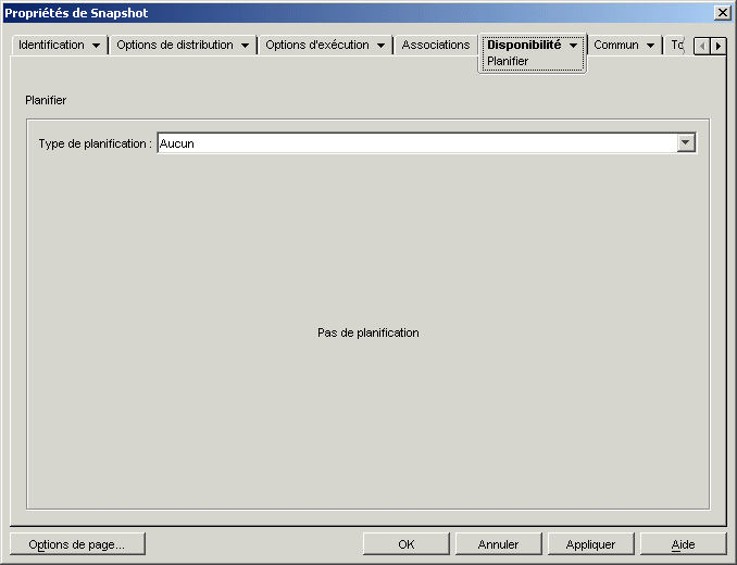  objet Application > onglet Disponibilit > page Planifier