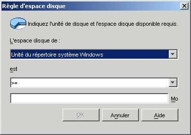 Bote de dialogue Rgle de l'espace disque