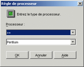 Bote de dialogue Rgle de processeur