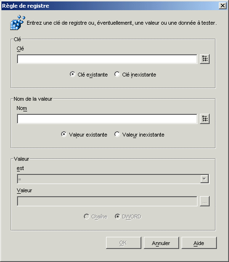 Bote de dialogue Rgle de registre