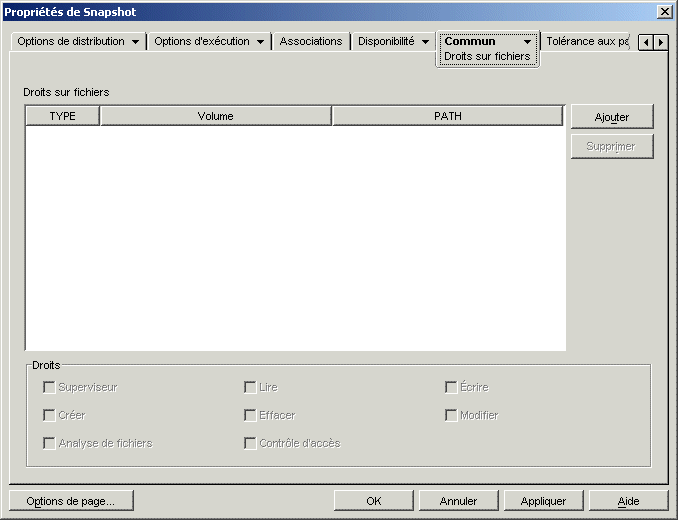 objet Application > onglet Commun > page Droits sur fichiers