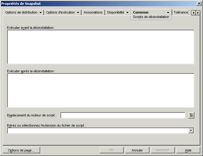 objet Application > onglet Commun > page Scripts de dsinstallation