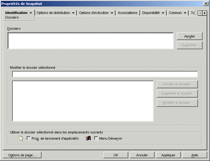 Objet Application > onglet Identification > page Dossiers