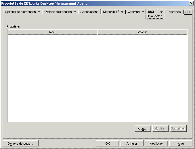 objet Application > onglet MSI > page Proprits