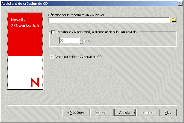 Assistant de création de CD : Page Sélectionner le répertoire