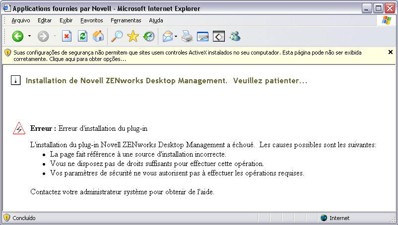 Barre d'informations affiche dans Internet Explorer
