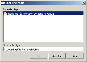 Bote de dialogue Ajouter une rgle