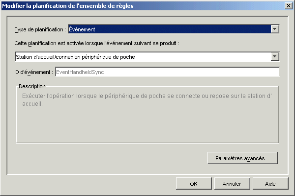 Bote de dialogue Modifier la planification de l'ensemble de rgles