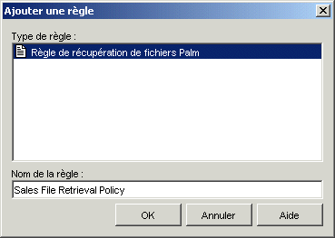Bote de dialogue Ajouter une rgle