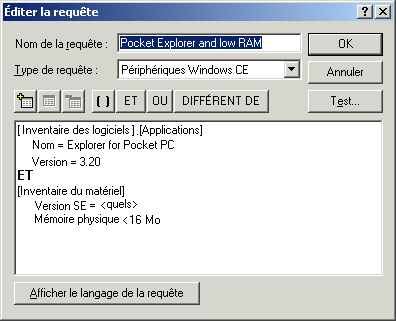 Boîte de dialogue Modifier la requête