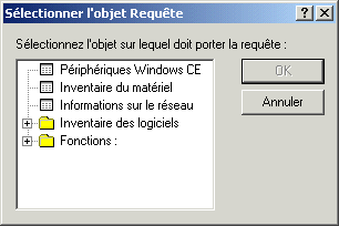 Boîte de dialogue Sélectionner l'objet Requête