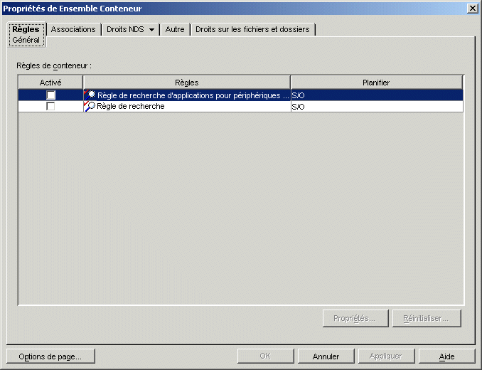 Bote de dialogue Proprits de l'ensemble Conteneur