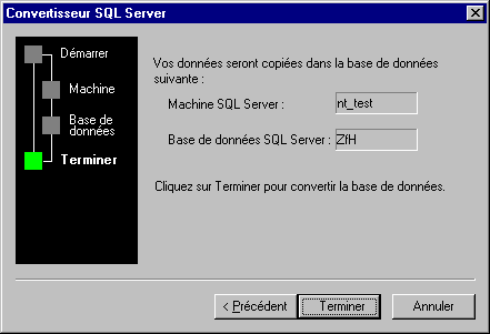 Page Convertisseur SQL Server