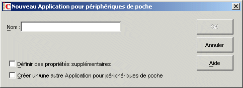 Bote de dialogue Nouvelle application pour priphriques de poche.