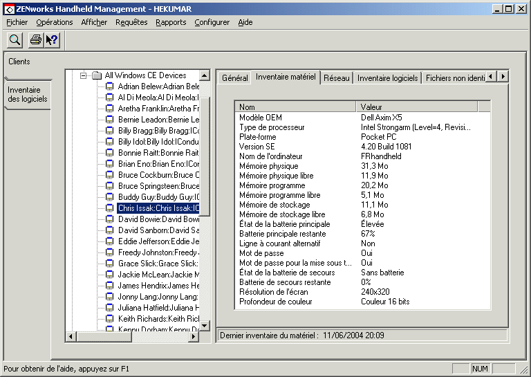 Onglet Inventaire matriel