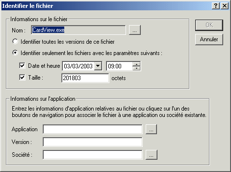 Bote de dialogue Identifier le fichier