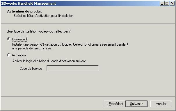 Bote de dialogue Activation du produit