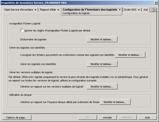 Page Configuration du logiciel