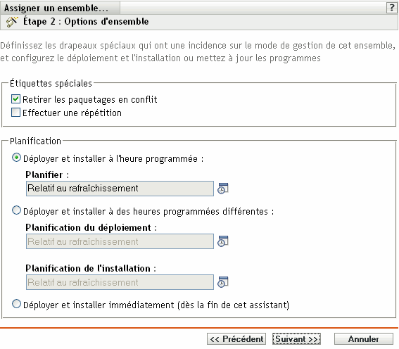 Page Étiquettes spéciales