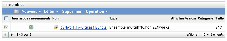 Onglet Ensembles : ensembles disponibles affichés