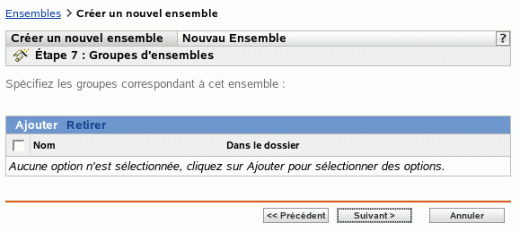 Étape 7 - création d'un nouvel ensemble : Groupes d'ensembles