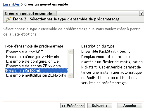 Étape 2 - page de création d'un nouvel ensemble : Sélectionner le type d'ensemble de pré-lancement