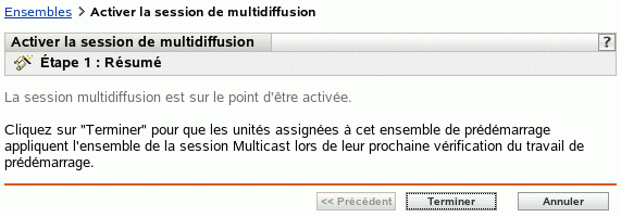 Étape 1 - activation d'une session de multidiffusion : Résumé