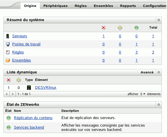 Page Résumé et liste dynamique