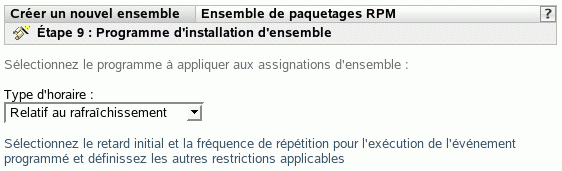 Page Programme d'installation d'ensembles