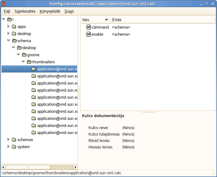 A Konfigurciszerkesztő ablaka
