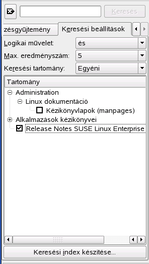 A Keress funkci belltsa