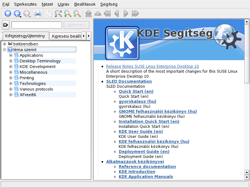 A SUSE sgkzpont főablaka