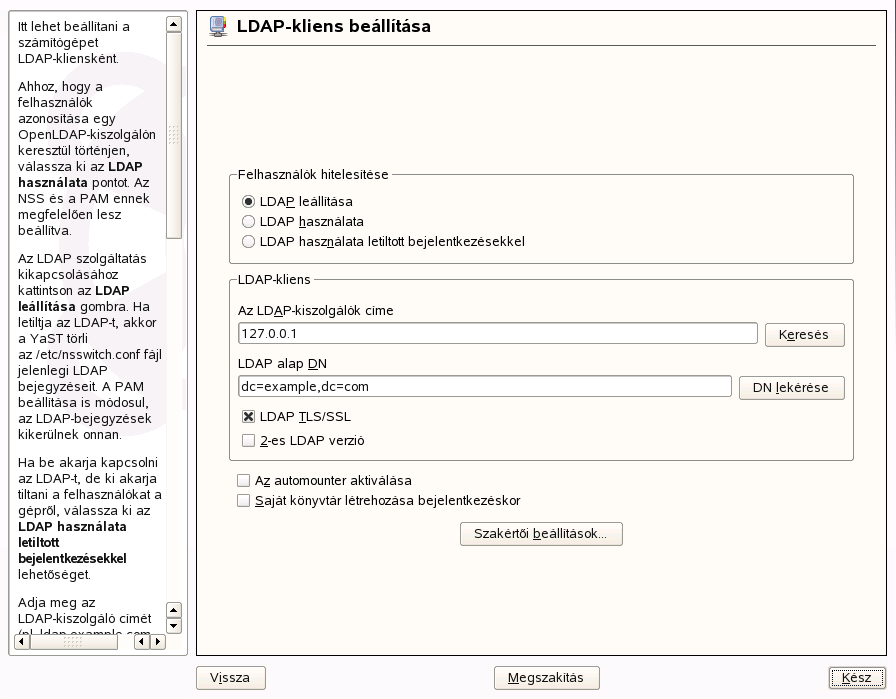 YaST: LDAP-kliens belltsa