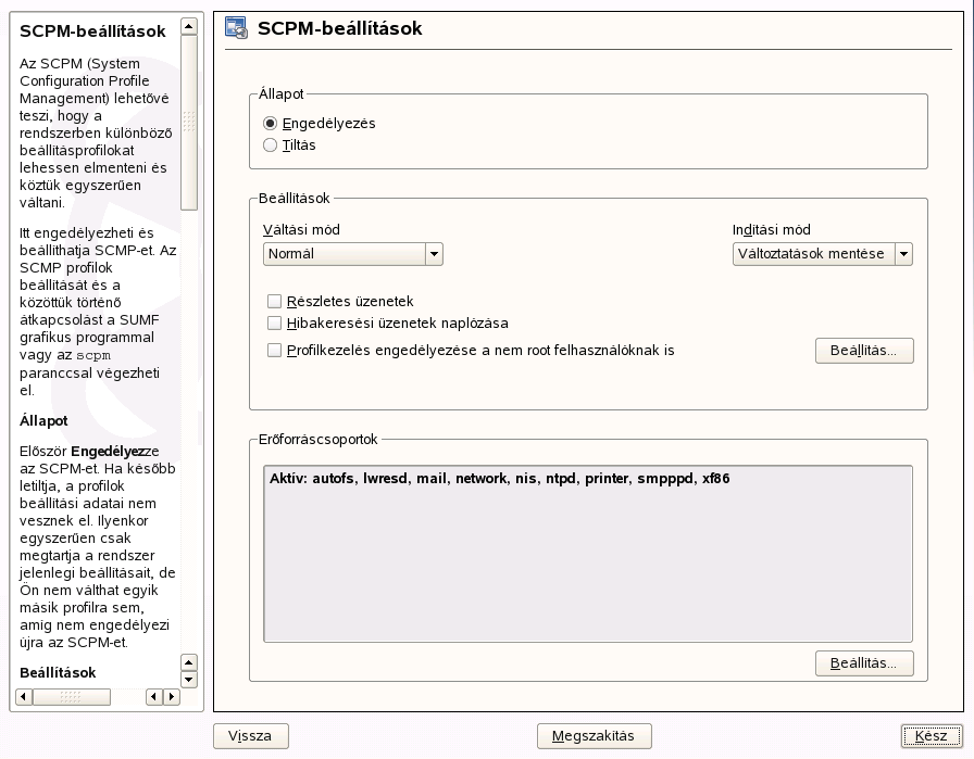 YaST: Alapszintű SCPM-belltsok