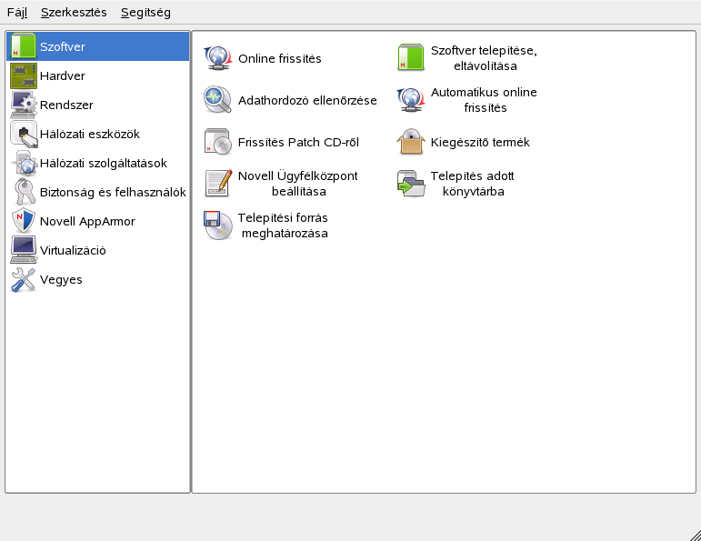 A YaST vezrlőkzpont