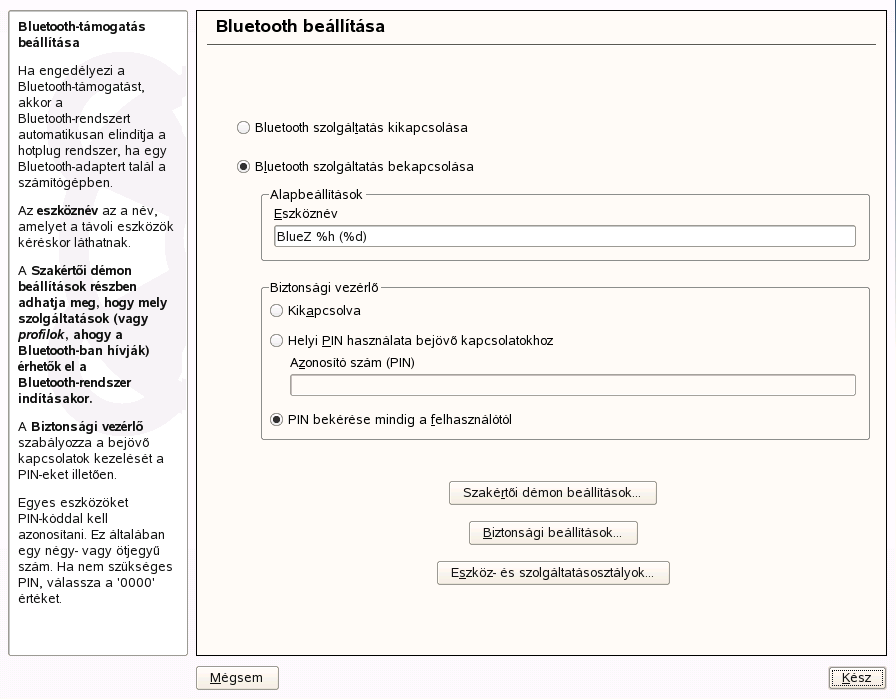 YaST Bluetooth-konfigurci