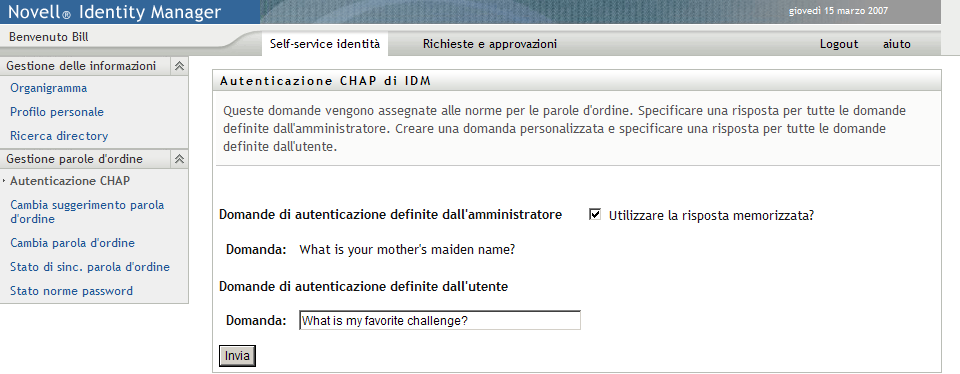 Pagina Autenticazione CHAP