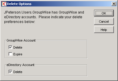 Delete Options dialog box