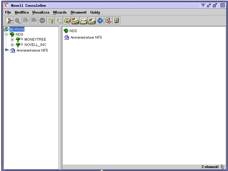 L'interfaccia di ConsoleOne.
