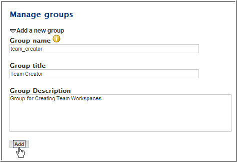 Add a new group form