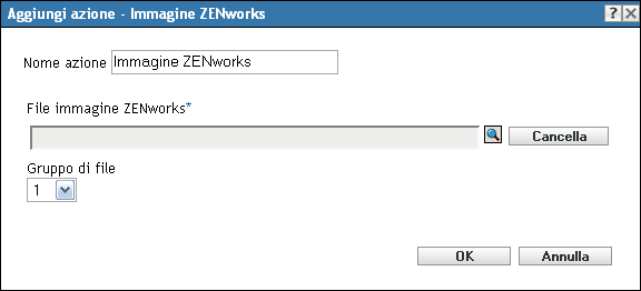 Aggiungi/modifica azione - Immagine ZENworks