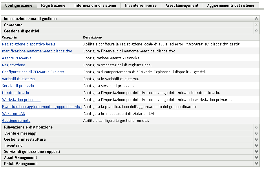 riquadro Gestione dispositivi