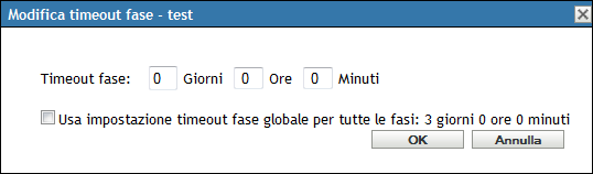 Finestra di dialogo Modifica timeout fase