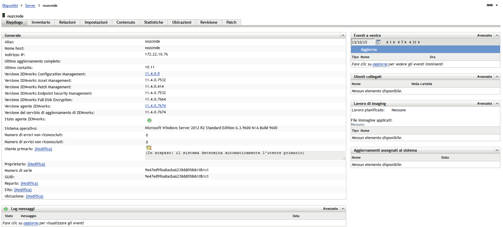 pagina Dettagli dispositivo