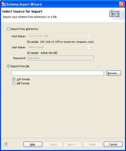 ファイルからスキーマをインポート
