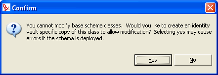 基本スキーマを変更しようとしてときに表示される警告