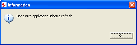 アプリケーションスキーマのリフレッシュの完了