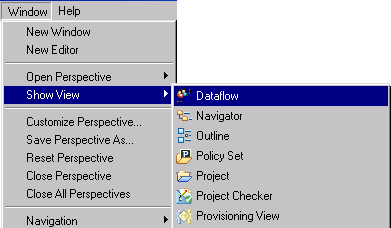 The Dataflow menu option