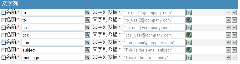 電子メール送信の名前付き文字列ビルダ